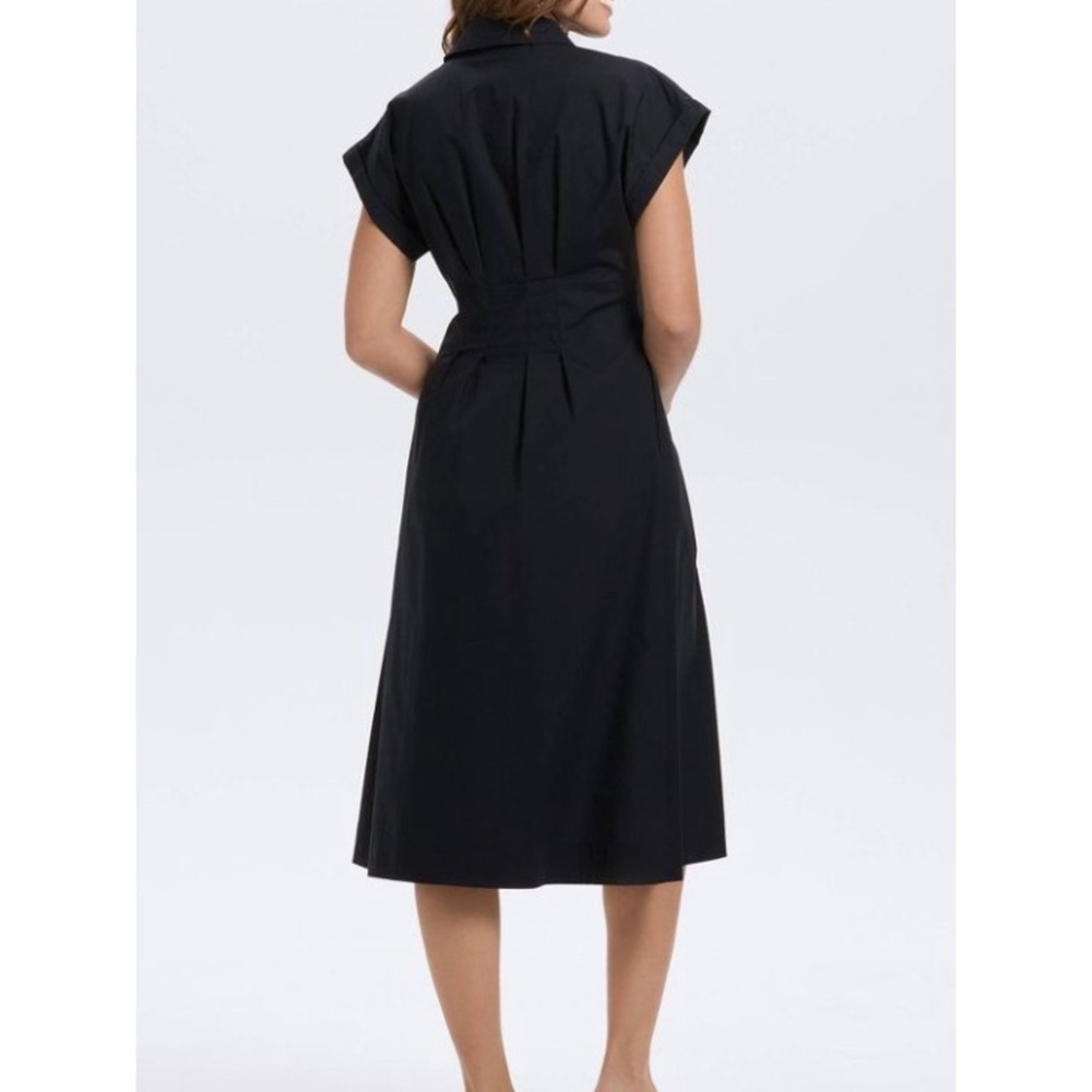 A New Day Short Sleeve Pleated Midi Shirtdress Womens XXL Black Collared NWOT - Picture 4 of 10